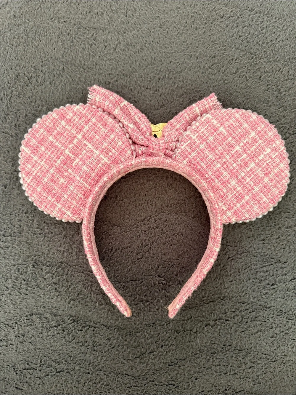 Pink Tweed Minnie Mouse Ears Headband